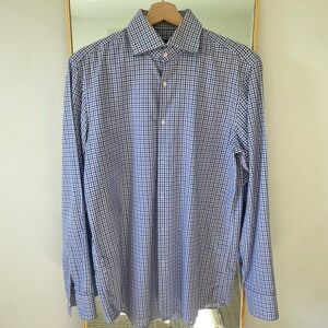 Hugo Boss Plaid Sharp Fit 100% Cotton Long Sleeve Dress Shirt